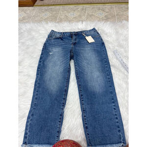 Flamingals Women's Straight Leg Pants Mid Rise Casual Distressed L 34x26